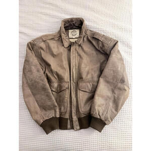 G-III Leather Fashions Vintage Brown Bomber Jacket Size Large